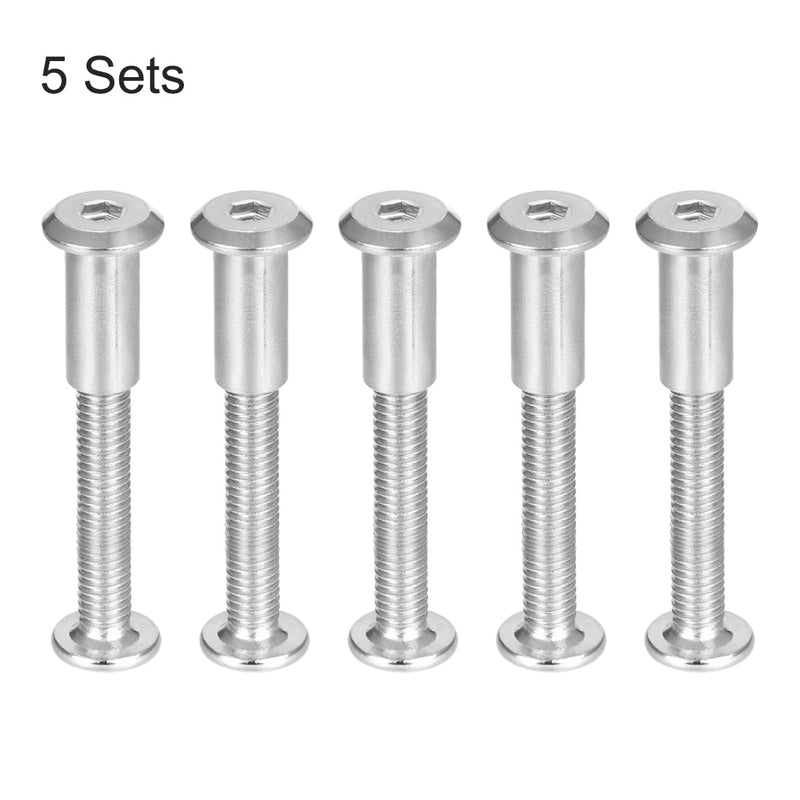 [Australia - AusPower] - uxcell Screw Post Fit for 5/16"(8mm) Hole Dia, Male M6x35mm Belt Buckle Binding Bolts Leather Fastener Stainless Steel 5 Sets 35mm 