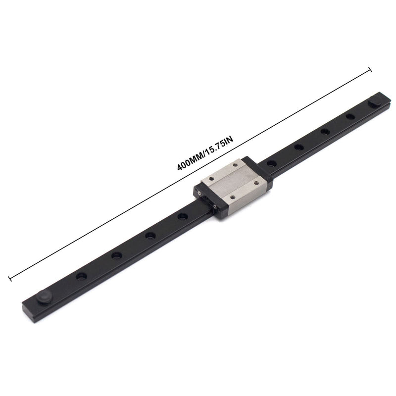 [Australia - AusPower] - Iverntech MGN12H 400mm Black Linear Rail Guide Bearing Steel Sliding Guideway with MGN12 Stainless Steel Black Carriage Block for Ender 3, Corexy, Tronxy 3D Printers Upgrades and CNC Machine All Black 400MM 