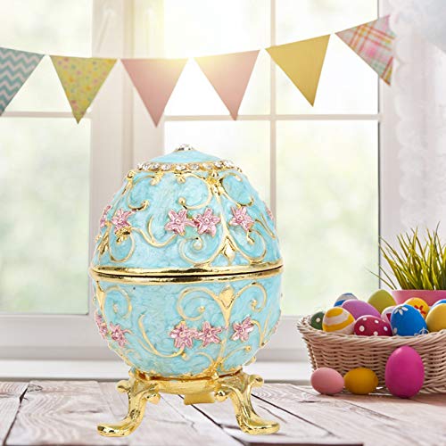 Estink Handmade Enamel Easter Egg Trinket Box Metal Jewelry Storage Decor