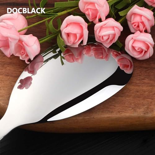 DOCBLACK 13 Inch Serving Spoons Set of 6, Heavy Duty Stainless Steel Buffet Spoons with Long Handle for Kitchen, Restaurant, Party, Dishwasher Safe (Silver, 6PCS) Silver 6PCS 13 inches