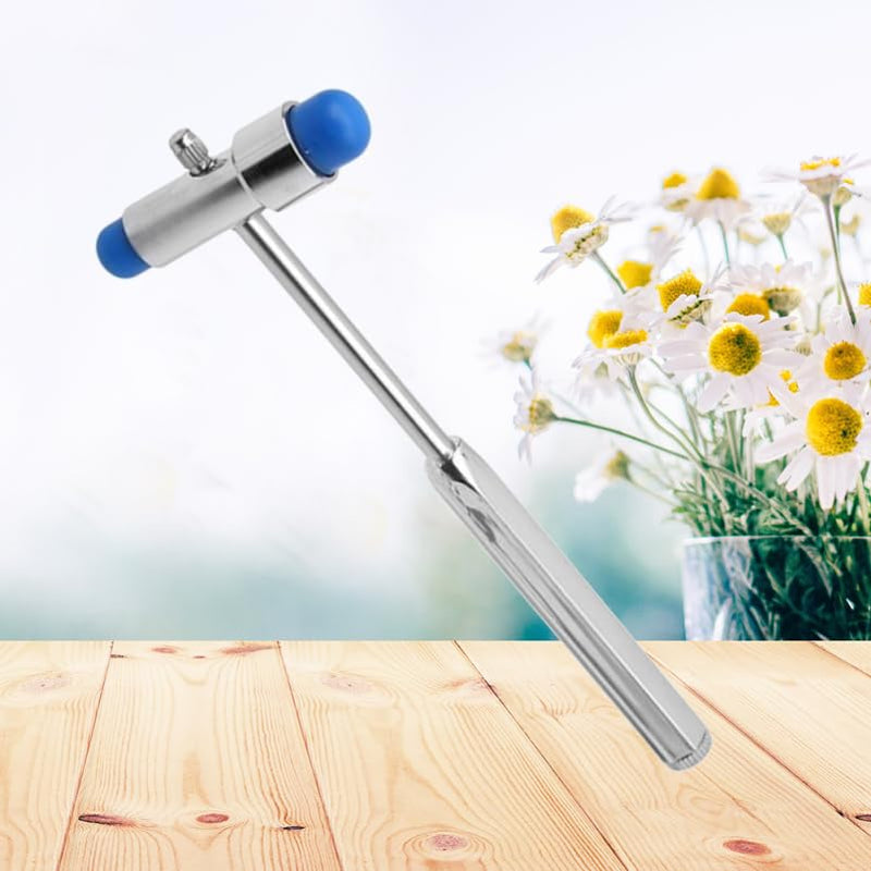 DECHOUS Double-Headed Reflex Hammer with Needle and Brush - Ergonomic Reflex Hammer in Blue for Precise Reflex Examinations and Applications - Ideal for Doctors and