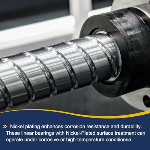 sourcing map LMF16UU Linear Ball Bearings 16mm Bore 28mm OD 37mm Length Round Flange Nickel Plated with Screws for CNC Machine 3D Printer 2pcs