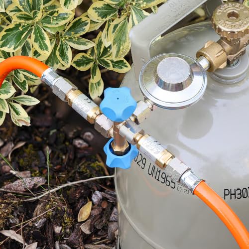 CFH Two-Way Valve ZV 492, G 1/4 Inch LH for LPG | Double branch valve for gas distribution on 2 devices, input G 1/4 inch LH, output 2 x H.4 G 1/4 inch LH