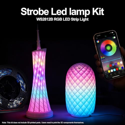 2Pack App Control LED Lamp Kit 001, for Bambu Lab 3D Print Light,Iridescent RGB LED Strip Light, Bundle-ZH037 1M/3.28FT 3D Printer Accessories, 60 LEDs Models Lamp DIY 2Pack