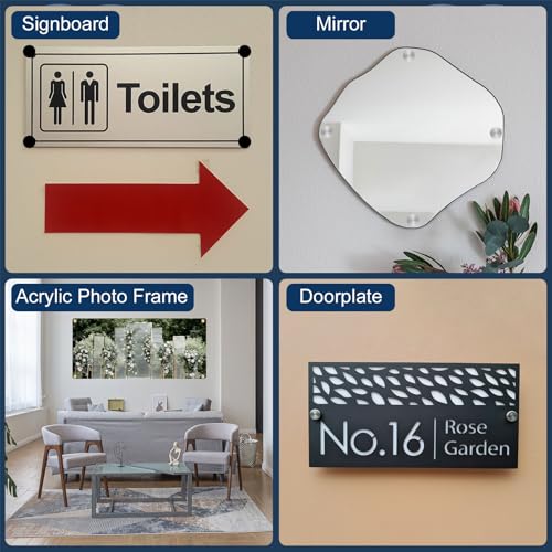 uxcell gold stainless steel standoff screws and anchors for bathroom mirror, acrylic sign, picture frame, 8-piece set