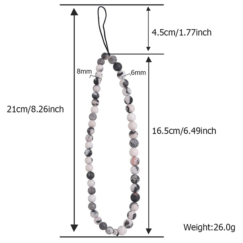 [Australia - AusPower] - C&L Accessories Beaded Phone Charm Cell Phone Lanyard Wrist Strap Handmade Natural Gemstone Pink Zebra Jasper 