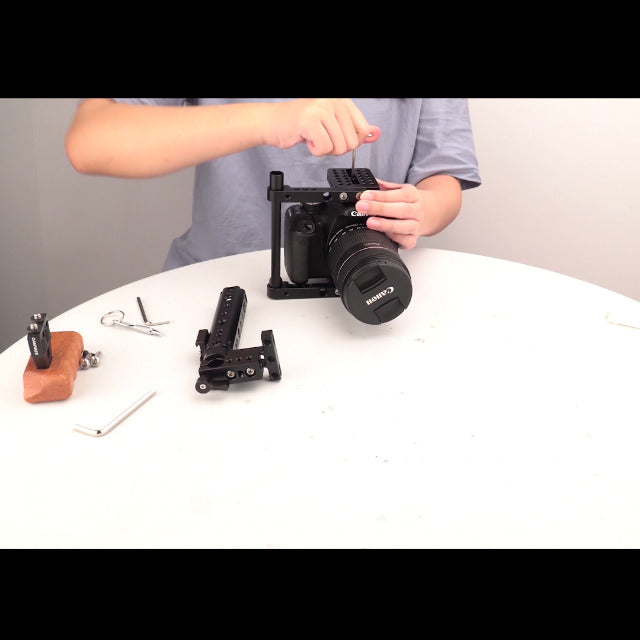 CAMVATE DSLR Camera with Cage Top Handle Wood Grip for 600D 70D 80D - 1373
