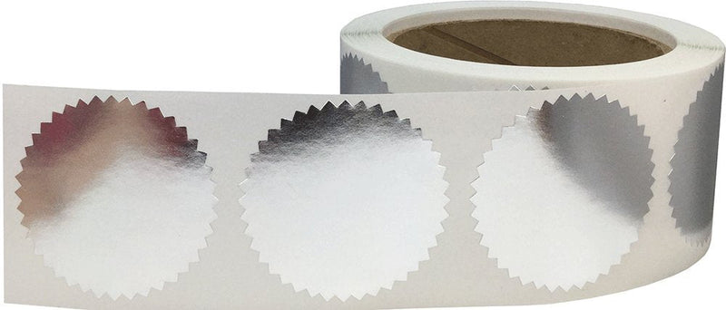 Envelope Package Seals Serrated Edge Color Coding Labels Metallic Silver Certificate Award Stickers 2 Inch Round 500 Total Adhesive Stickers