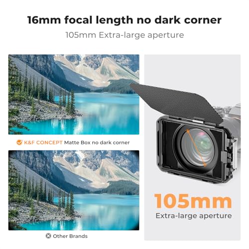 K&F CONCEPT Matte Box with Carbon Fiber Top Flag, with 5pcs Adapter Rings