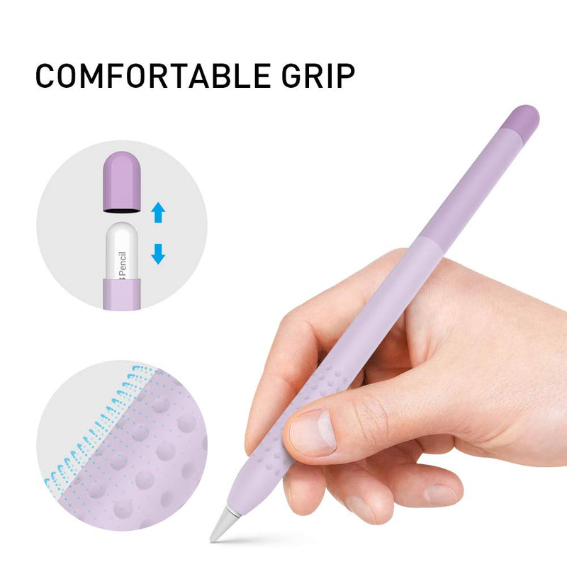[Australia - AusPower] - Delidigi Pencil Case Compatible with Apple Pencil 2nd Generation Case, Gradient Color Case Sleeve Silicone Cover Accessories for Apple Pencil 2nd Gen Lavender 