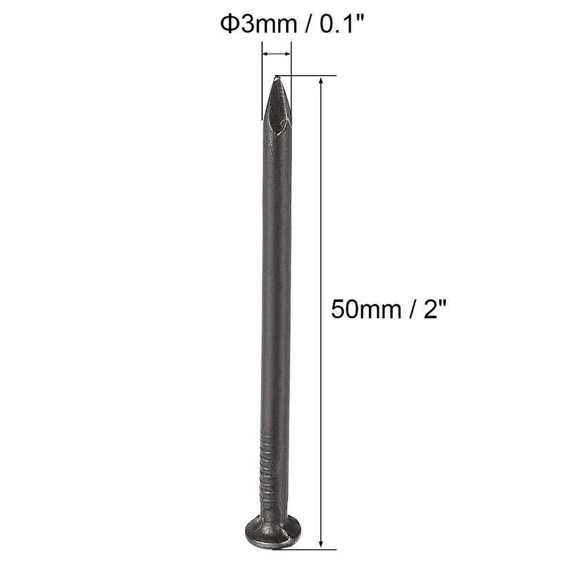 [Australia - AusPower] - uxcell Hardware Nails Carbon Steel Point Tip Wall Cement Nail 50mm(2") 3mm Rod Dia Black 50pcs 