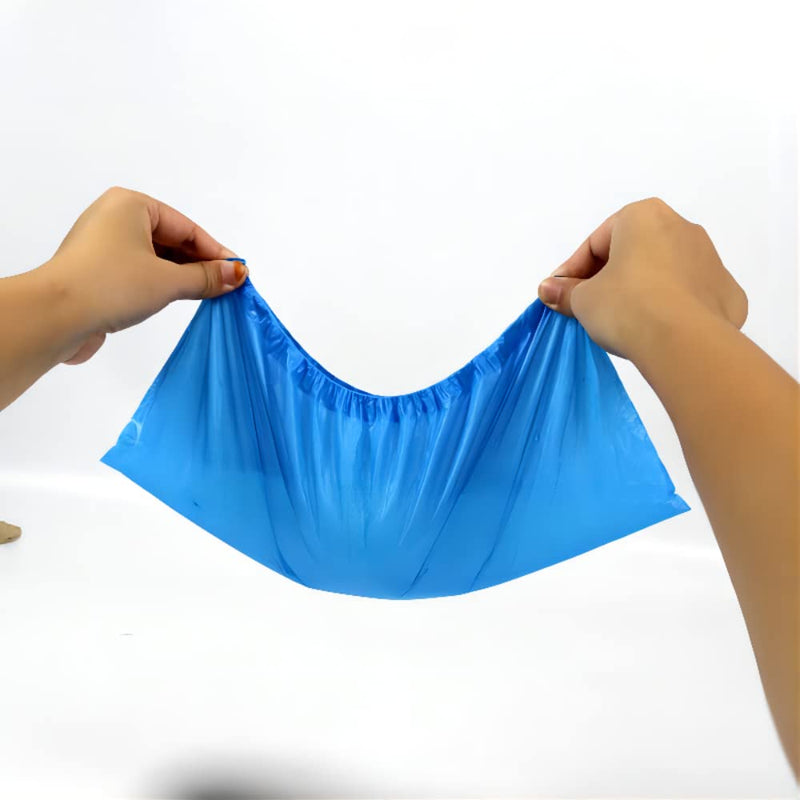 100 x Disposable Galoshes Shoe Covers for Shoes, CPE | Disposable overshoes, overshoes, disposable for household, clinic, overshoes, disposable, waterproof, dustproof, blue 4.0g/p(100)
