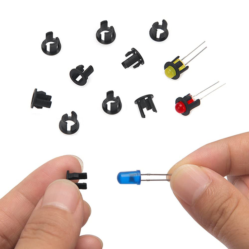 150 Pieces 5 mm Plastic LED Diode Holder, LED Lamp Holder, Clip Bezel Mounting Diode Holder, LED Socket, LED Installation Clip, Black 5mm Kunststoff - B