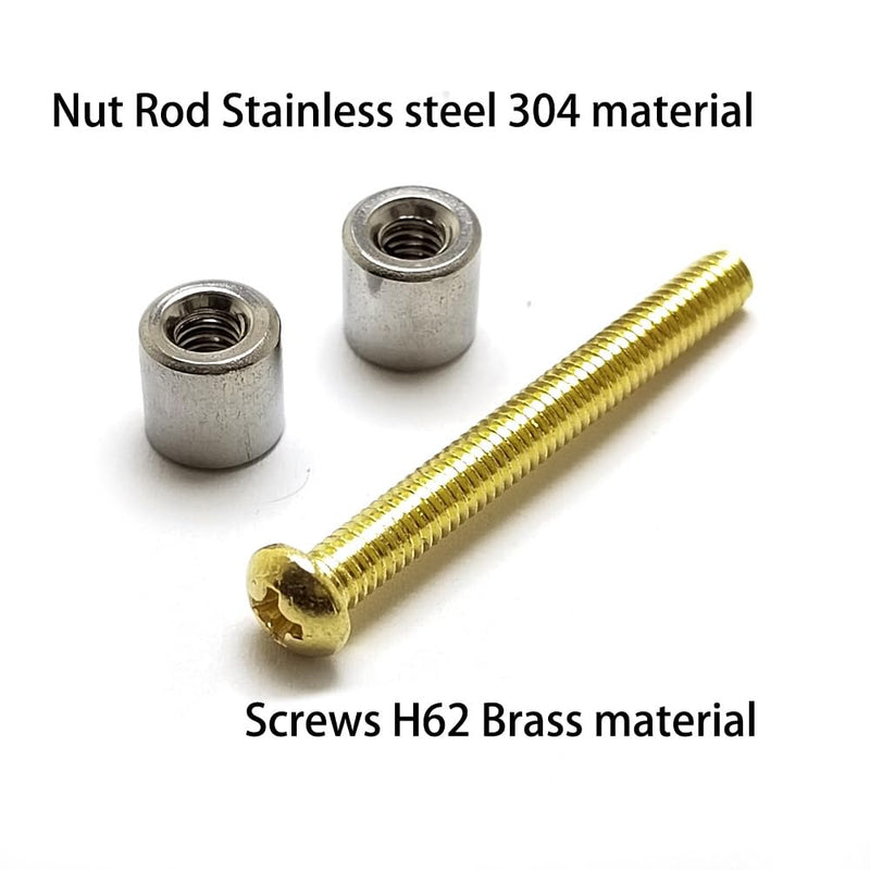 [Australia - AusPower] - 12 Sets/lot 45mm Brass Screw 5/16" (8mm) Nut Rod Loveless Bolts Knife Making Handle Screws for Knife Maker Tactical Survival Knife Shaft Fasteners (FBA) 