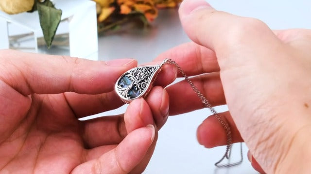 URONE Urn Necklace for Ashes 925 Sterling Silver Cremation Pendant That Holds Ash Memorial Jewellery Gifts for Loved Ones Tree of Life-A