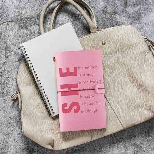 PRSTENLY Gifts for Women, Birthday Gift for Women 140 Pages Leather Journal Pink