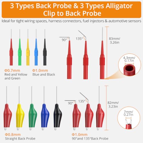 Neoteck 44-piece backprobe test lead kit with multi-angle back probe pins and test probes