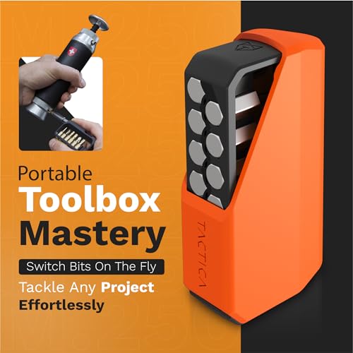 Tactica M250 Pocket Screwdriver Bit Set, Ultra-Lightweight EDC Tool with 12 Hex Bits, Extender, and Holster, TSA-Compliant & Tech-Friendly, Everyday Carry w/Phillips, Torx, Flat Head & Allen Key Bits M250-Hex Drive Orange & Silver