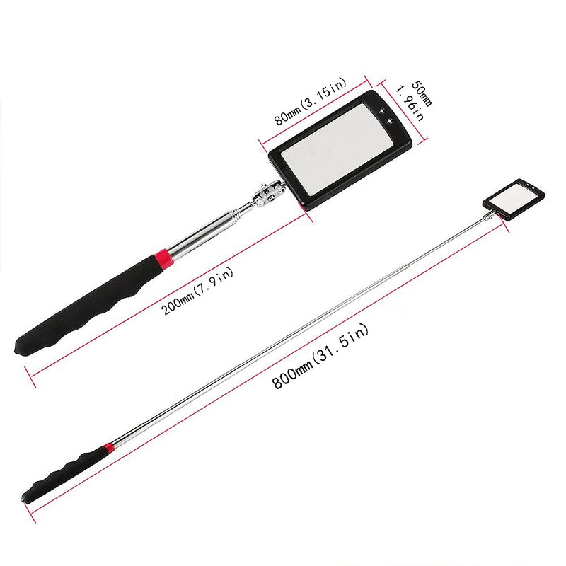 Telescoping Inspection Mirror Mechanics Mirror with 2 LED Lighted, Mirror on a Stick Handle Tool for Checking Observing Vehicle Small Parts,Present for Christmas, Birthday Everyday Carry (2 PCS) 2 PCS