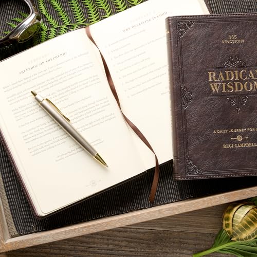 Radical Wisdom 365 Devotions: A Daily Journey for Leaders - Brown Faux Leather Flexcover Gift Book Devotional w/Ribbon Marker