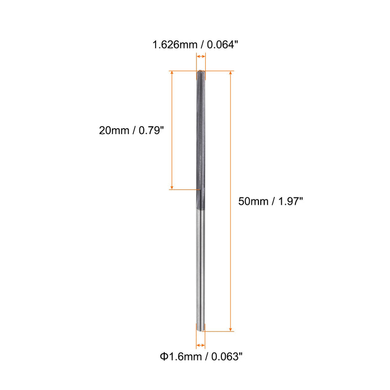 [Australia - AusPower] - Carbide Chucking Reamer 0.064"(1.626mm) Dia Straight Flute Straight Shank Machine Reamer Tool for Metal and Lathes CNC Machining Centers, Black 0.064" 