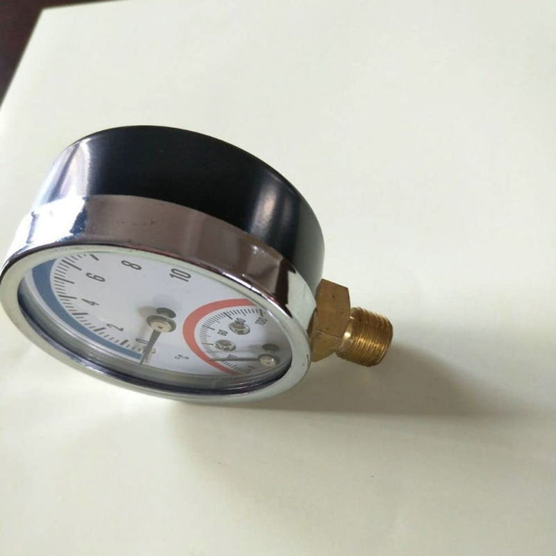 [Australia - AusPower] - Temperature Manometer, Input 120 °C, Thermomanometer, Temperature Manometer, G1/4 Thread, 0-10 Bar 