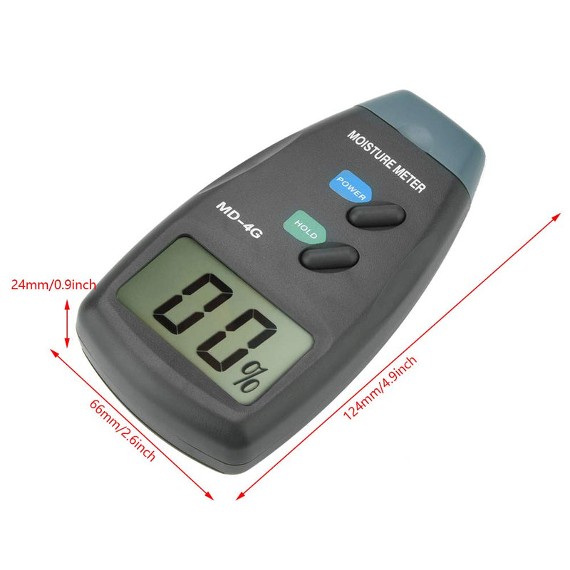 [Australia - AusPower] - Wood Meter MD-4G LCD Digital Hygrometer Humidity Tester for Timber with Large LCD Screen,High Accuracy,Probe,Data Hold and Low Battery Indication 