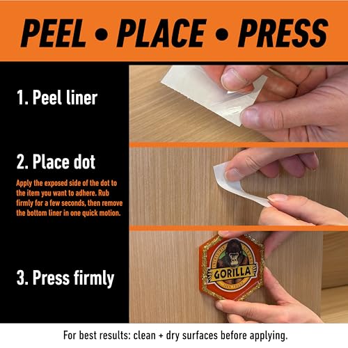 GORILLA clear double-sided adhesive dots, 0.5-inch diameter, 150-piece pack package imagine