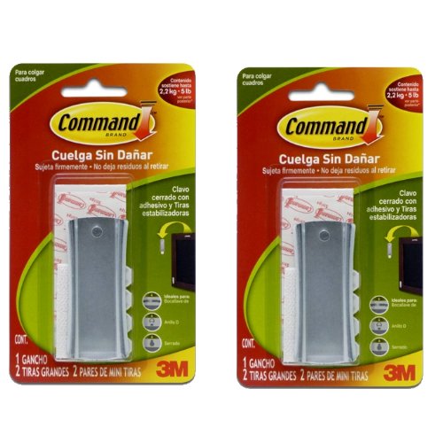 Command Sticky Nail Sawtooth Hanger, 5-Pound, 2 Pack Black 2 Medium Hooks