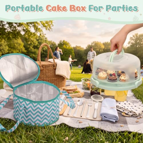 Ferrochef 10-inch cupcake carrier with lid and handle, portable insulated cake carrier for transporting baked goods.
