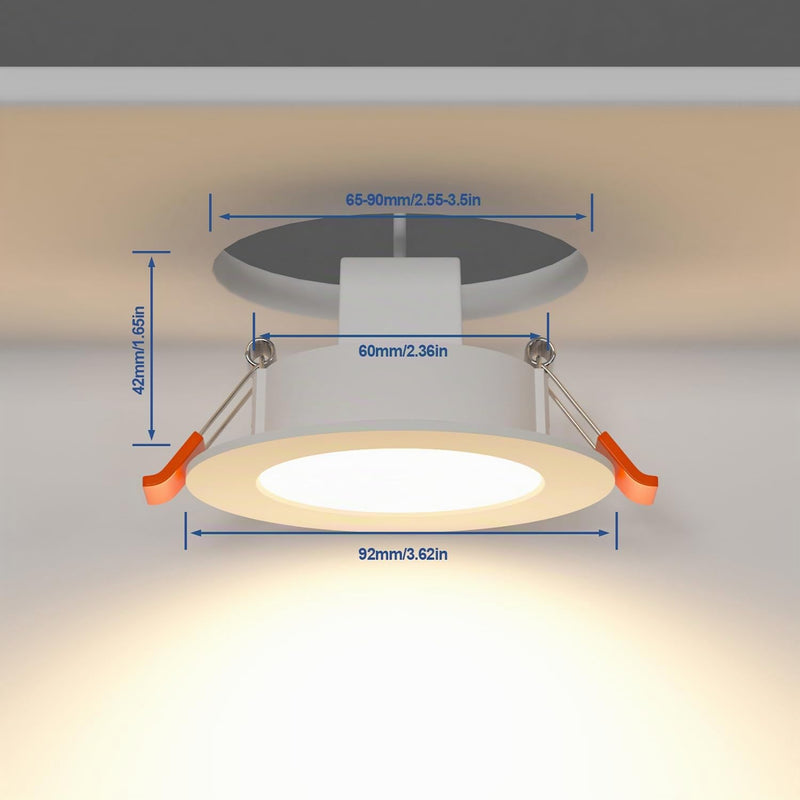 ChangM LED Recessed Spotlight 230 V Alexa Smart LED Spot Dimmable with App Bluetooth Ceiling Spotlights Flat 8 W IP44 3 Inch Ceiling Light Warm White to Cool White 2700 K - 6000 K Recessed Lights Set of 8 8w Ø68-85mm-8 Pack