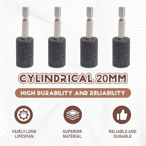 8 Piece Cylinder Whetstone - 1/4 Hex Shank Grinding Stone Mounted Grinding Tip for Rotary Drilling Tools (20mm)
