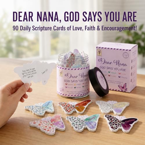 Dear Nana Gifts – 90 Daily Scripture Cards in a Jar – God Says You Are Christian Gifts for Grandma – Bible Verse Affirmation Cards – Religious Faith Gift for Nana Birthday, Mother's Day, Christmas A. Dear Nana