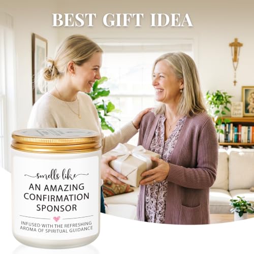 Confirmation Sponsor Gift for Women Men, Catholic Confirmation Sponsor Appreciation Gift, Christian Gifts for Women, Religious Thank You Gifts, Lavender Scented Candle