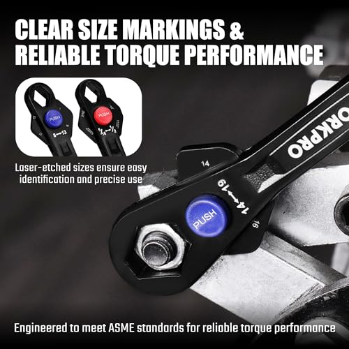 WORKPRO 2-piece 12-in-1 universal adjustable wrench set with metric and SAE measurements