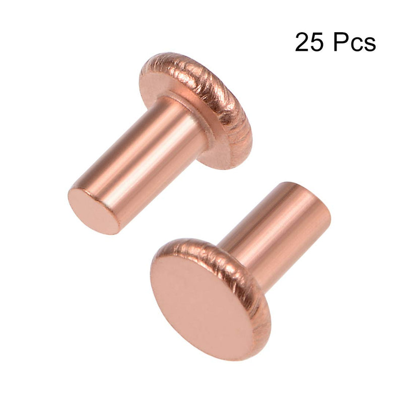 [Australia - AusPower] - uxcell 25 Pcs 5/32" x 5/16" Flat Head Copper Solid Rivets Fasteners 5/32" x 5/16" 