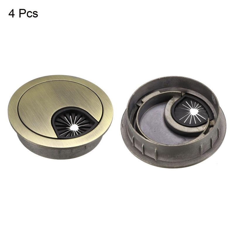 [Australia - AusPower] - uxcell Cable Hole Cover, 2Inch/50mm Zinc Alloy Desk Wire Cord Cable Grommets Hole Cover for Office PC Desk Cable Cord Organizer, 4Pcs Bronze Tone 2 inch 