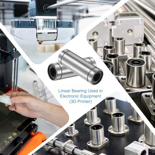 sourcing map 4Pcs LM10LUU Linear Ball Bearings, 10mm Bore Dia, 19mm OD, 55mm Length Double Side Rubber Seal Linear Motion Bearing for 3D Printer CNC Machine Applications, ABEC3 10mm x 19mm x 55mm 4