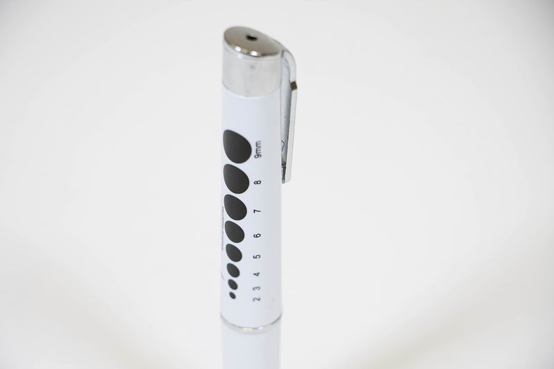 [Australia - AusPower] - Primacare DL-9325 LED Diagnostic Penlight with Imprinted Pupil Gauge, Reusable and Lightweight Medical Pen Light for Nurse, Student, Doctors EMT, Batteries Included, White 