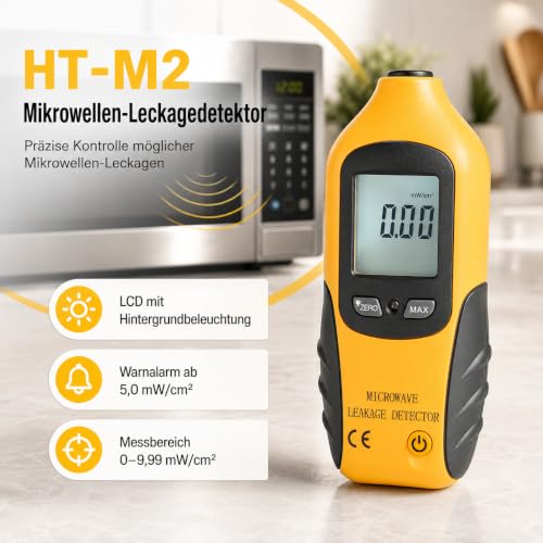 Radiation Detector, HT-M2 Microwave EMF Meter, LCD Display Microwave Leak Detector, Radiation Meter Tester, Electromagnetic EMF Meter Tester 0-9.99 MW/cm2