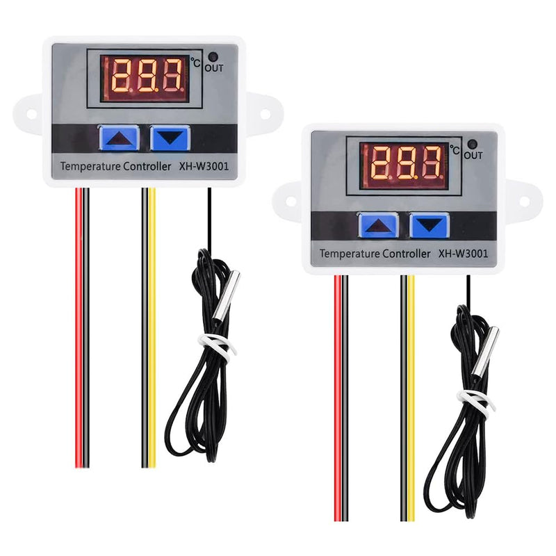 [Australia - AusPower] - Hexonix XH-W3001 Digital Display Temperature Controller 220V 10A 1500W | LED Temperature Controller with Thermostat Control Switch Probe (White) - Pack of 2 