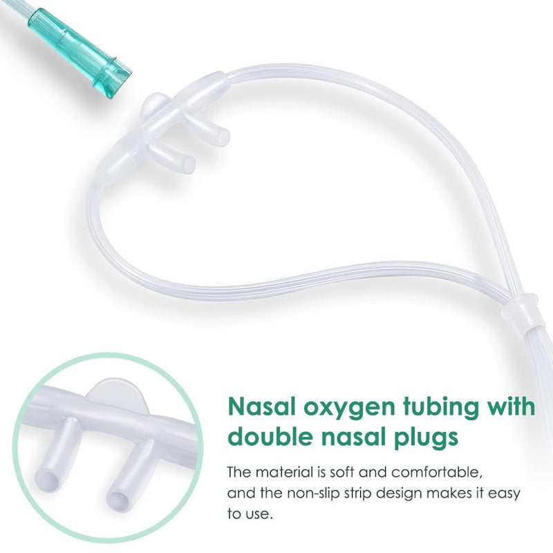 [Australia - AusPower] - 7ft Adult Standard Nasal Cannula- 5 Pack Oxygen Cannula with 1 Pair Ear Cusions, High Visibility, Kink-Resistant & Lightweight Green 