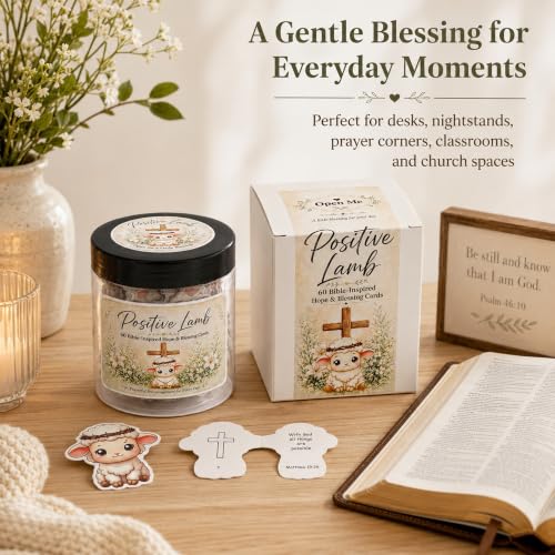 Positive Lamb of Hope - 60 Empowering Bible Verse Prayer Cards, Religious Catholic & Christian Gifts for Women, Men, and Teens for Birthday, Graduation, Confirmation, Baptism Gifts For Girl & Boys Positive Lamb