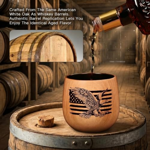 Charred Oak Wooden Bourbon Drinking Glass 2-Pack, 11oz Handcrafted Whiskey Glasses, Wooden Old Fashioned Glass, Perfect Bourbon Gifts for Men, Dad, Brother & Whiskey Enthusiasts