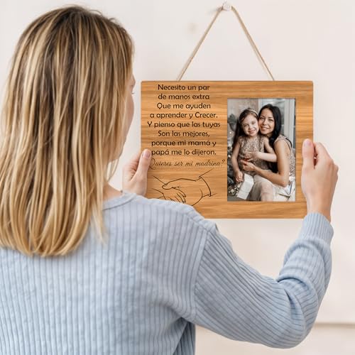 Godmother Gift from Godchild Godmother Proposal Gifts 4x6 Picture Frame Mothers Day Christmas Birthday Gifts for Godmom Confirmation First Communion Baptism Religious Christian Wooden Photo Frame