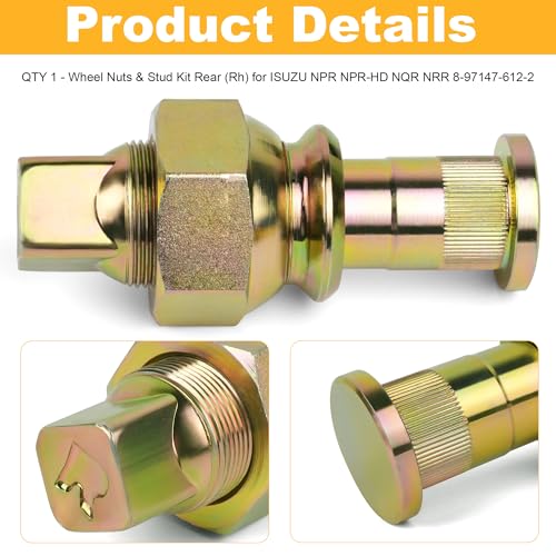 Camotokiit rear right wheel nuts and studs kit, lug nuts for vehicle wheel assembly