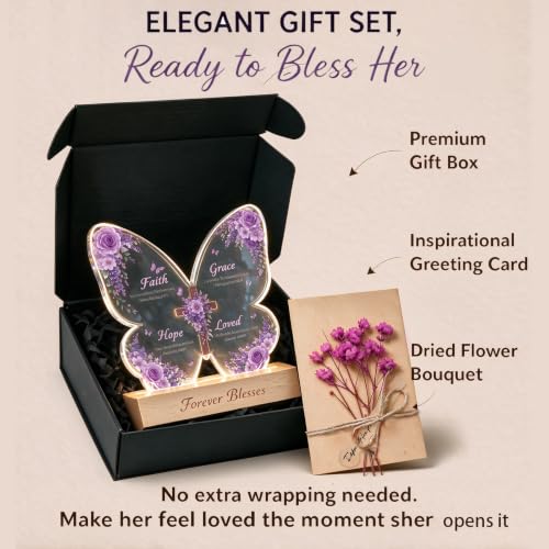 Light Up Christian Gifts for Women, Butterfly Decorations with Bible Verses