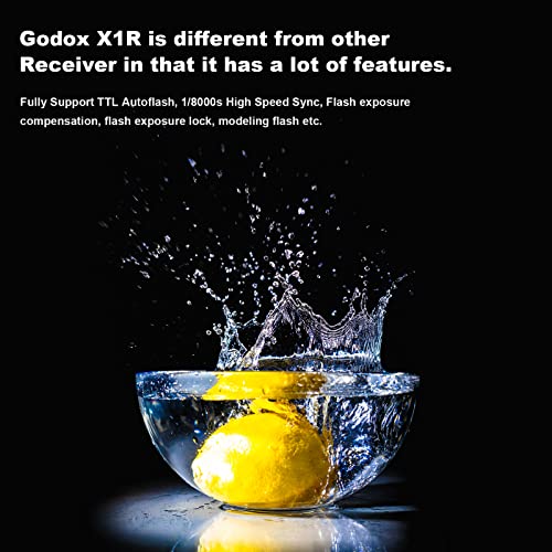 Godox X1R-S TTL 2.4G High Speed Sync Wireless Remote Flash Trigger Receiver Compatible for Sony Camera, 1/8000s, 5 Groups and 32 Channels,2.4G Wireless X System