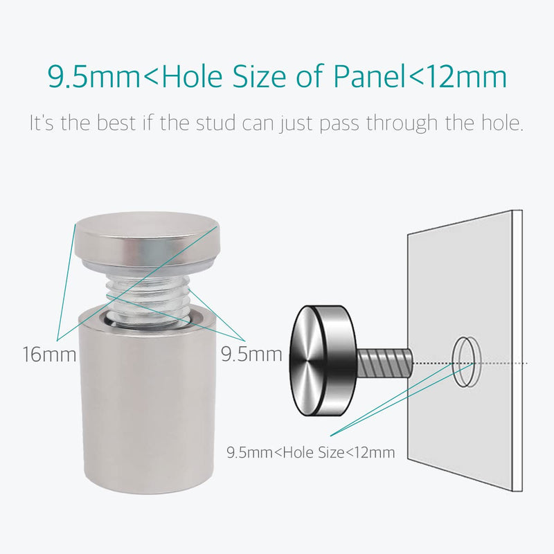 [Australia - AusPower] - 5/8 x 1-1/8 Inch Standoff Wall Mounts for Glass - Lantee 12 Pcs Stainless Steel Sign Standoff Mounting Hardware Screws, 16 x 30mm 5/8" x 1-1/8" / 16 x 30mm 