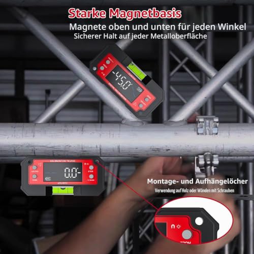 XUNTOP Digital Angle Measuring Device LED Double Axis Inclinometer Magnetic for Woodworking, Construction, Decoration, DIY